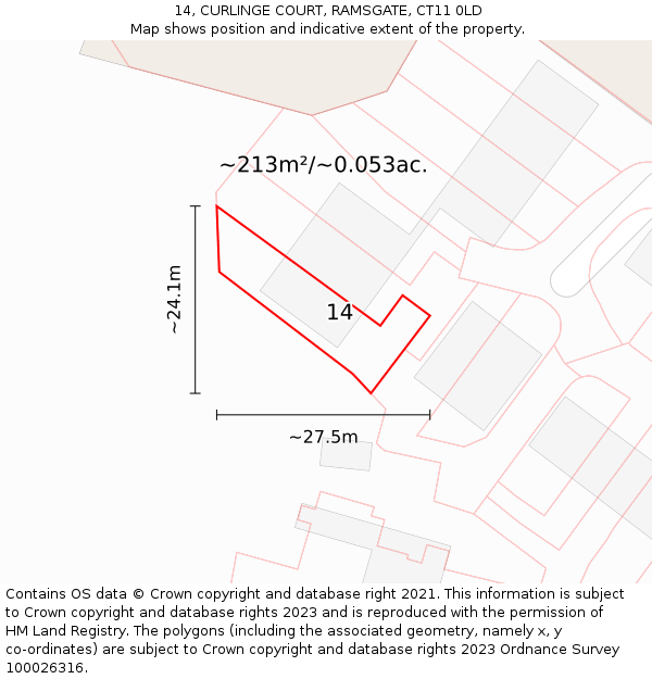 14, CURLINGE COURT, RAMSGATE, CT11 0LD: Plot and title map