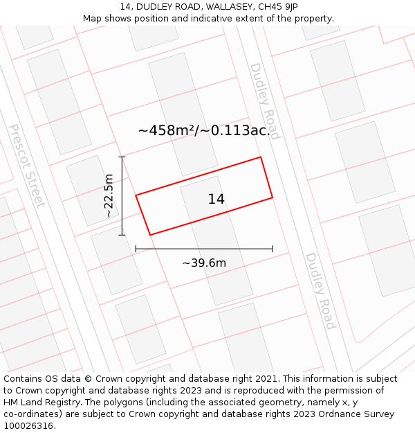 14, DUDLEY ROAD, WALLASEY, CH45 9JP: Plot and title map