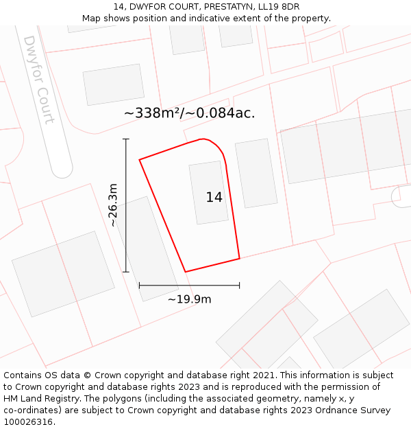 14, DWYFOR COURT, PRESTATYN, LL19 8DR: Plot and title map