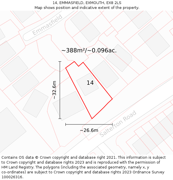 14, EMMASFIELD, EXMOUTH, EX8 2LS: Plot and title map