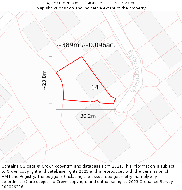 14, EYRIE APPROACH, MORLEY, LEEDS, LS27 8GZ: Plot and title map