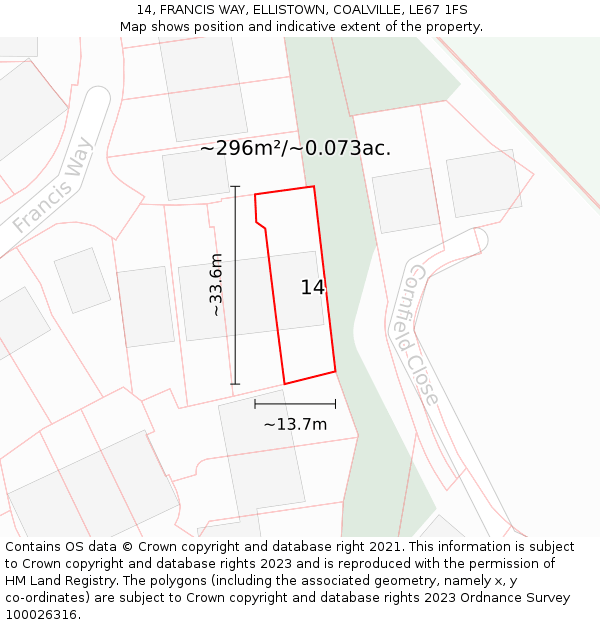 14, FRANCIS WAY, ELLISTOWN, COALVILLE, LE67 1FS: Plot and title map