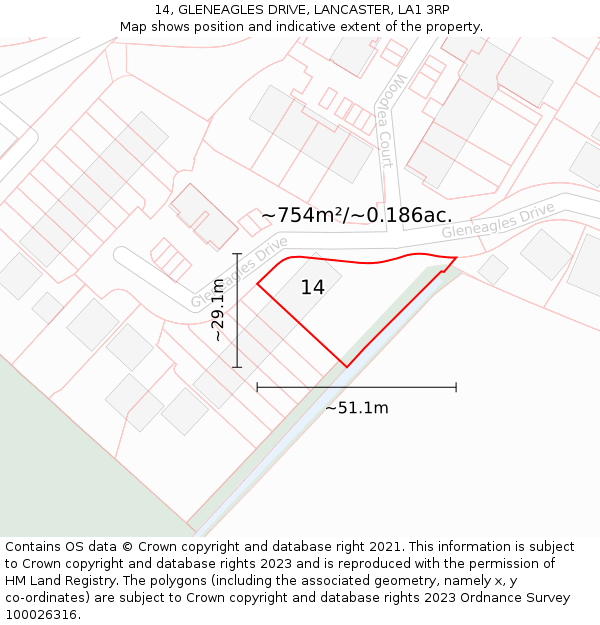 14, GLENEAGLES DRIVE, LANCASTER, LA1 3RP: Plot and title map