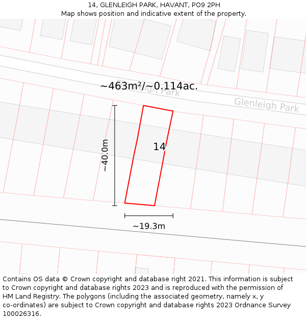 14, GLENLEIGH PARK, HAVANT, PO9 2PH: Plot and title map