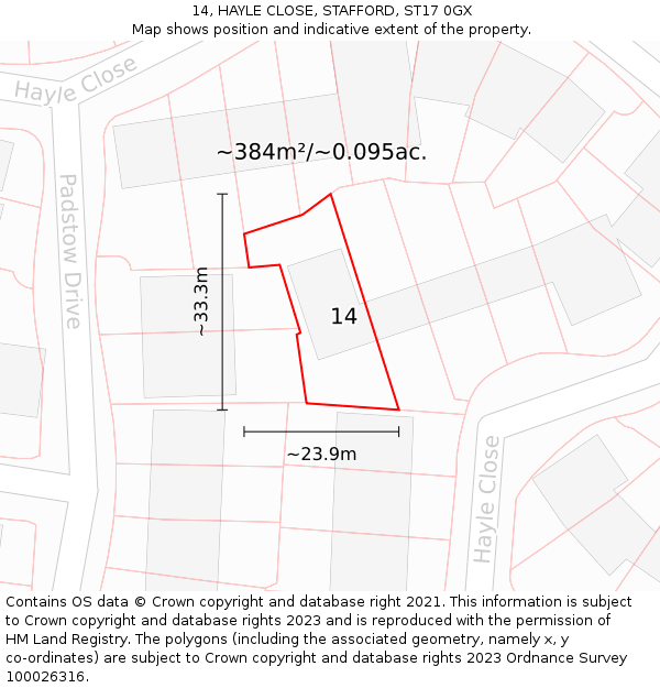 14, HAYLE CLOSE, STAFFORD, ST17 0GX: Plot and title map