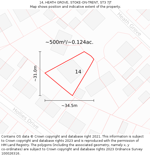 14, HEATH GROVE, STOKE-ON-TRENT, ST3 7JT: Plot and title map