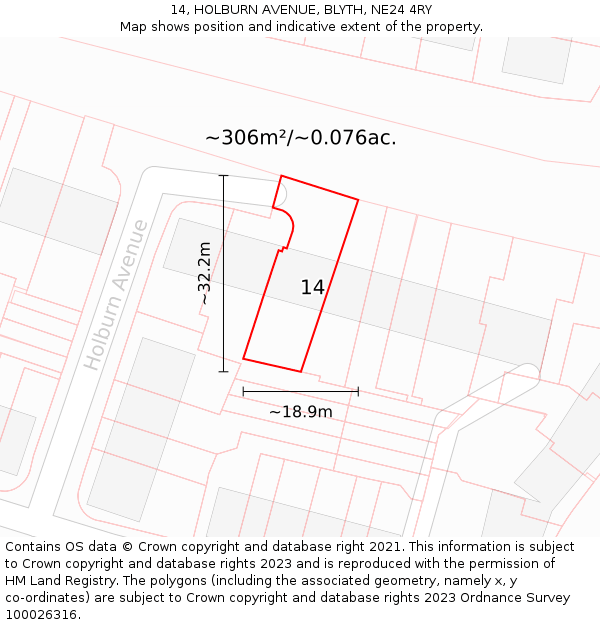 14, HOLBURN AVENUE, BLYTH, NE24 4RY: Plot and title map