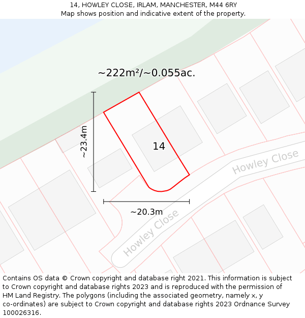 14, HOWLEY CLOSE, IRLAM, MANCHESTER, M44 6RY: Plot and title map