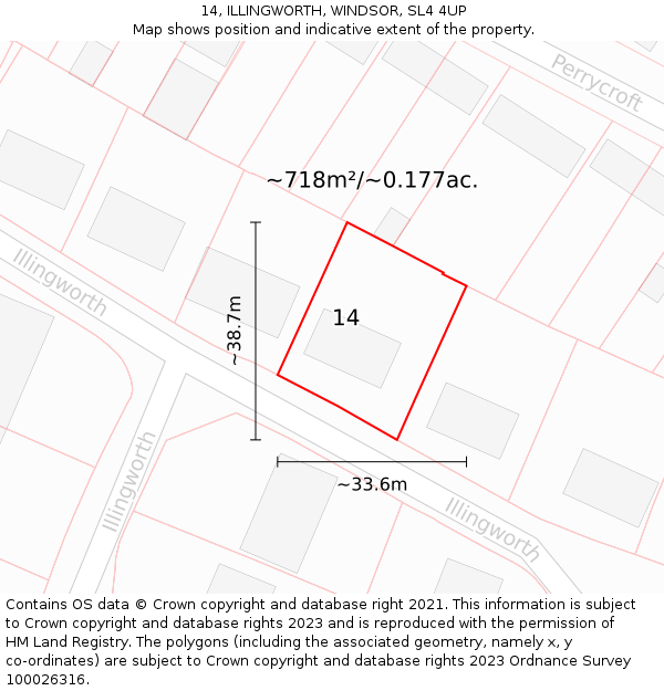 14, ILLINGWORTH, WINDSOR, SL4 4UP: Plot and title map