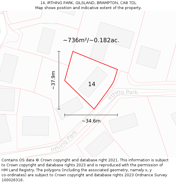 14, IRTHING PARK, GILSLAND, BRAMPTON, CA8 7DL: Plot and title map