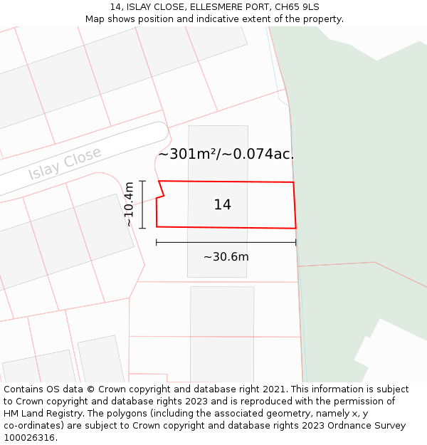 14, ISLAY CLOSE, ELLESMERE PORT, CH65 9LS: Plot and title map