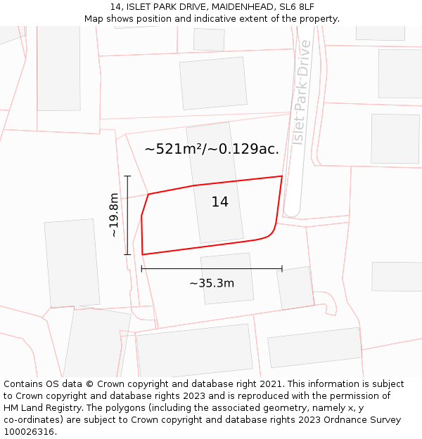 14, ISLET PARK DRIVE, MAIDENHEAD, SL6 8LF: Plot and title map