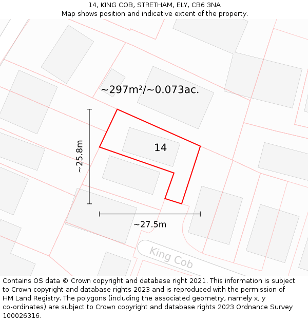 14, KING COB, STRETHAM, ELY, CB6 3NA: Plot and title map