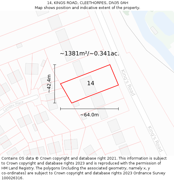 14, KINGS ROAD, CLEETHORPES, DN35 0AH: Plot and title map