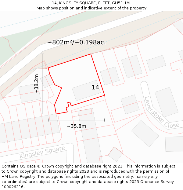 14, KINGSLEY SQUARE, FLEET, GU51 1AH: Plot and title map