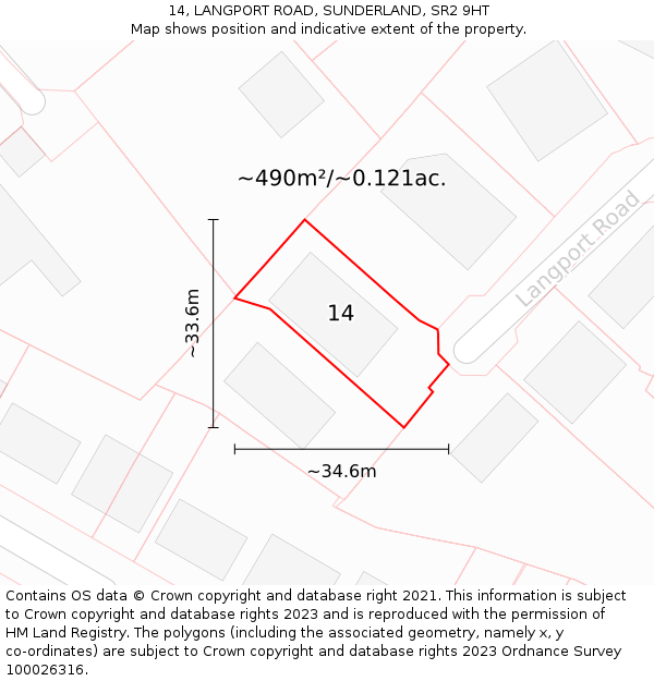 14, LANGPORT ROAD, SUNDERLAND, SR2 9HT: Plot and title map