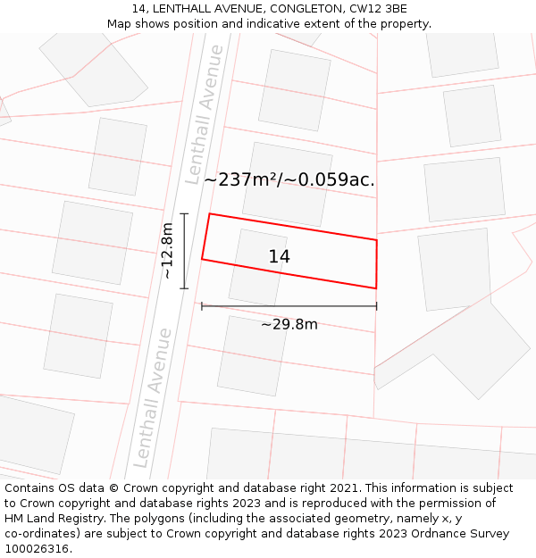 14, LENTHALL AVENUE, CONGLETON, CW12 3BE: Plot and title map