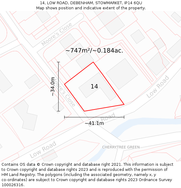 14, LOW ROAD, DEBENHAM, STOWMARKET, IP14 6QU: Plot and title map