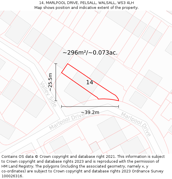 14, MARLPOOL DRIVE, PELSALL, WALSALL, WS3 4LH: Plot and title map