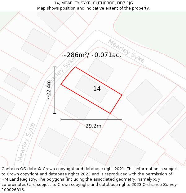 14, MEARLEY SYKE, CLITHEROE, BB7 1JG: Plot and title map