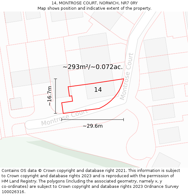 14, MONTROSE COURT, NORWICH, NR7 0RY: Plot and title map