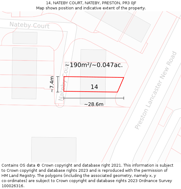 14, NATEBY COURT, NATEBY, PRESTON, PR3 0JF: Plot and title map