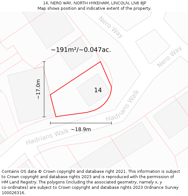 14, NERO WAY, NORTH HYKEHAM, LINCOLN, LN6 8JP: Plot and title map