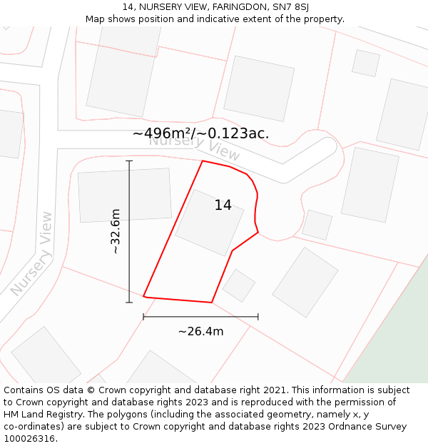 14, NURSERY VIEW, FARINGDON, SN7 8SJ: Plot and title map