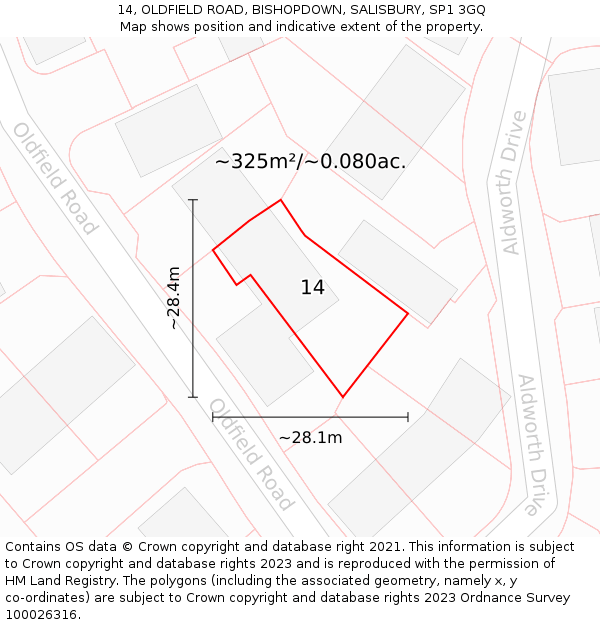 14, OLDFIELD ROAD, BISHOPDOWN, SALISBURY, SP1 3GQ: Plot and title map