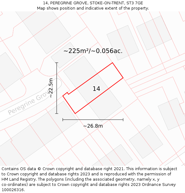 14, PEREGRINE GROVE, STOKE-ON-TRENT, ST3 7GE: Plot and title map