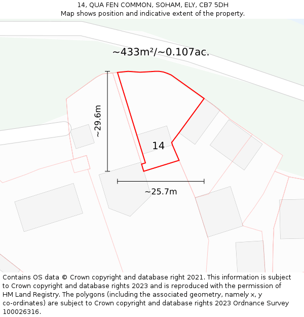 14, QUA FEN COMMON, SOHAM, ELY, CB7 5DH: Plot and title map