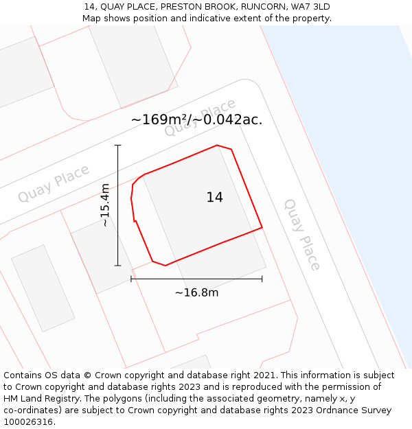 14, QUAY PLACE, PRESTON BROOK, RUNCORN, WA7 3LD: Plot and title map