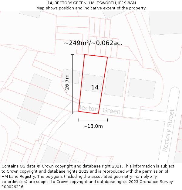 14, RECTORY GREEN, HALESWORTH, IP19 8AN: Plot and title map