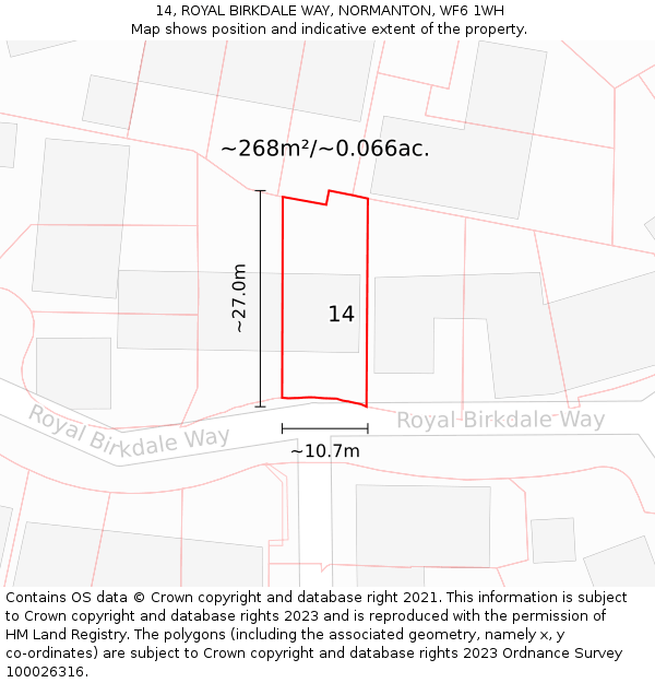 14, ROYAL BIRKDALE WAY, NORMANTON, WF6 1WH: Plot and title map