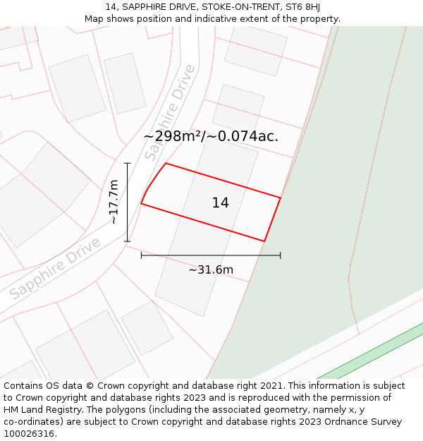 14, SAPPHIRE DRIVE, STOKE-ON-TRENT, ST6 8HJ: Plot and title map