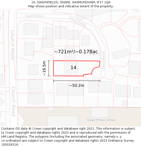 14, SAXONFIELDS, SNAPE, SAXMUNDHAM, IP17 1QA: Plot and title map