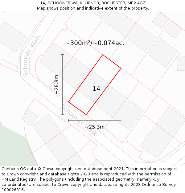 14, SCHOONER WALK, UPNOR, ROCHESTER, ME2 4GZ: Plot and title map