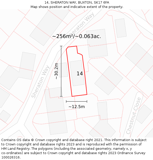 14, SHERATON WAY, BUXTON, SK17 6FA: Plot and title map