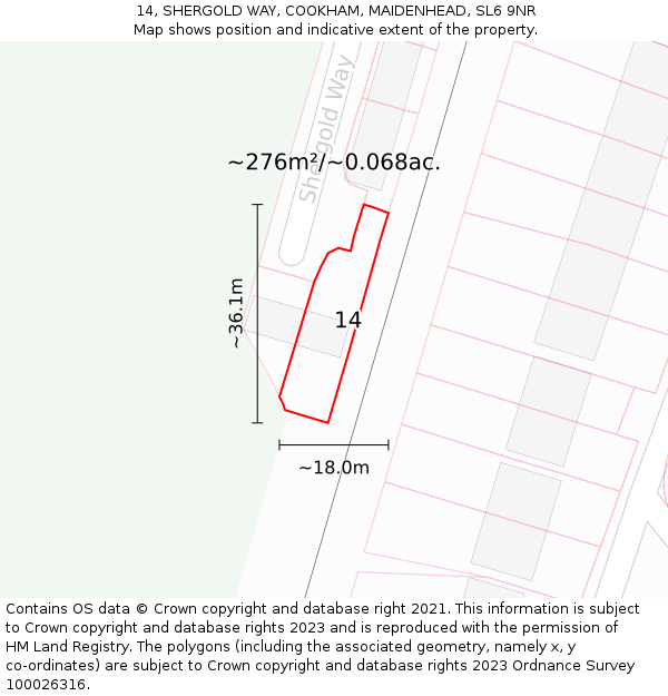 14, SHERGOLD WAY, COOKHAM, MAIDENHEAD, SL6 9NR: Plot and title map