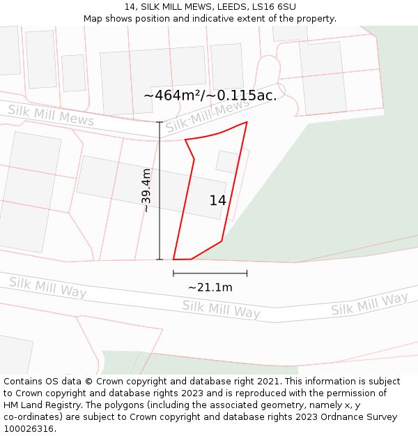 14, SILK MILL MEWS, LEEDS, LS16 6SU: Plot and title map