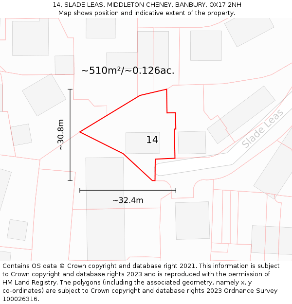 14, SLADE LEAS, MIDDLETON CHENEY, BANBURY, OX17 2NH: Plot and title map