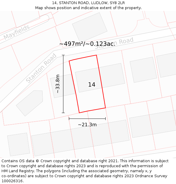 14, STANTON ROAD, LUDLOW, SY8 2LR: Plot and title map