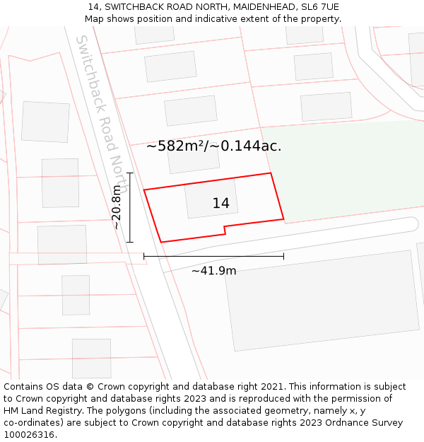 14, SWITCHBACK ROAD NORTH, MAIDENHEAD, SL6 7UE: Plot and title map