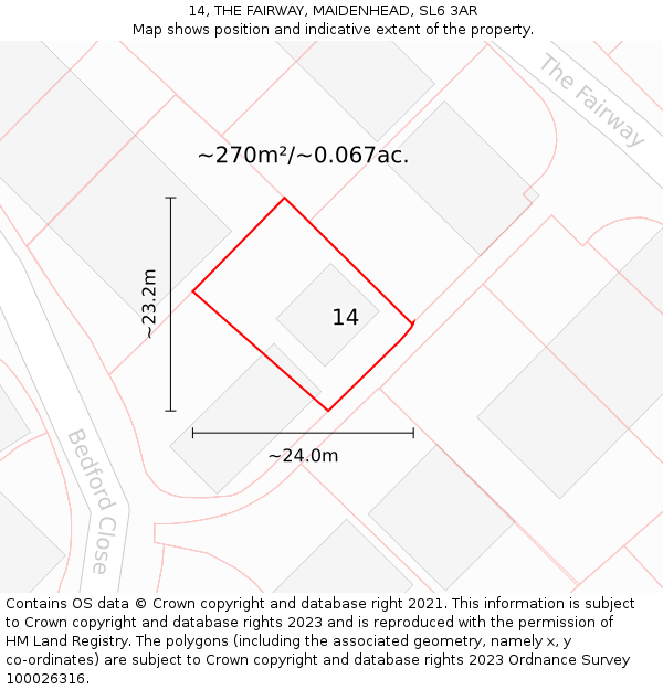 14, THE FAIRWAY, MAIDENHEAD, SL6 3AR: Plot and title map