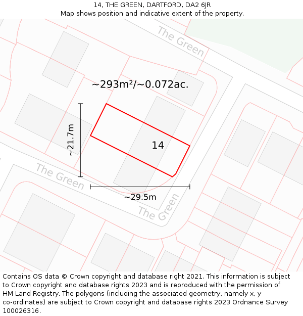 14, THE GREEN, DARTFORD, DA2 6JR: Plot and title map