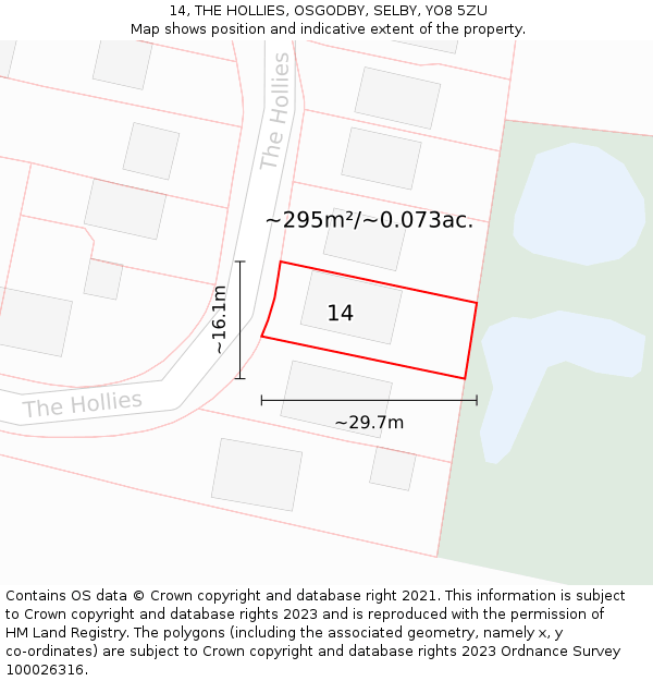 14, THE HOLLIES, OSGODBY, SELBY, YO8 5ZU: Plot and title map