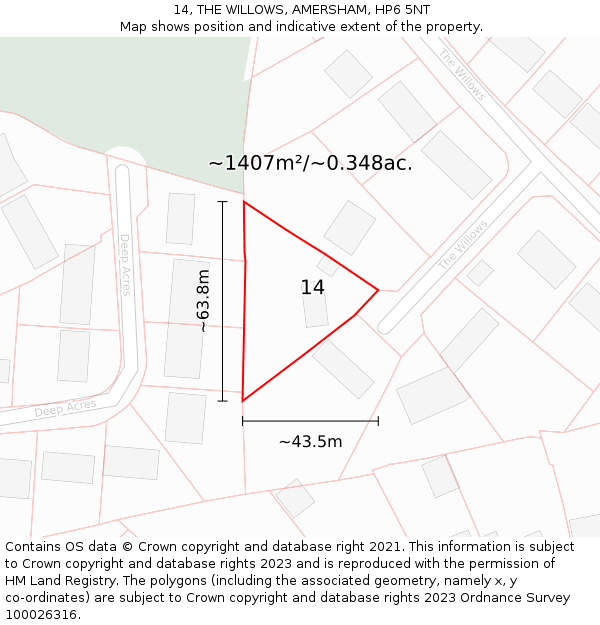 14, THE WILLOWS, AMERSHAM, HP6 5NT: Plot and title map