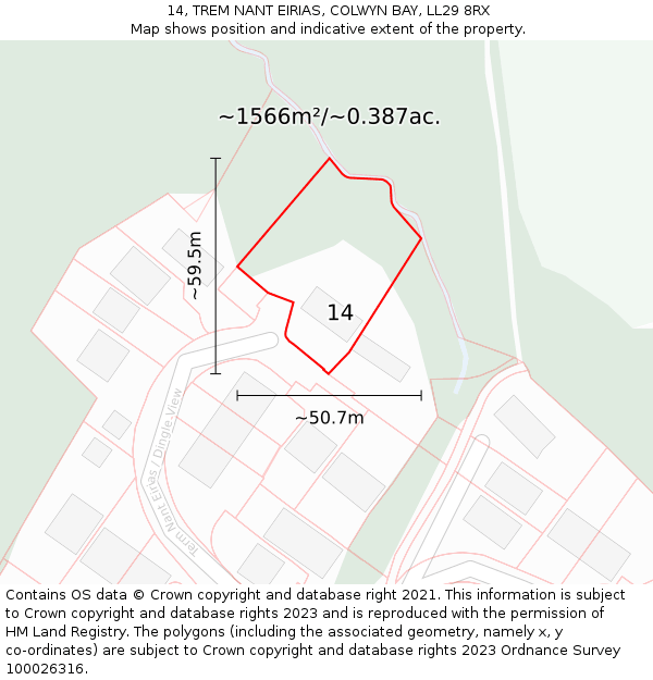 14, TREM NANT EIRIAS, COLWYN BAY, LL29 8RX: Plot and title map