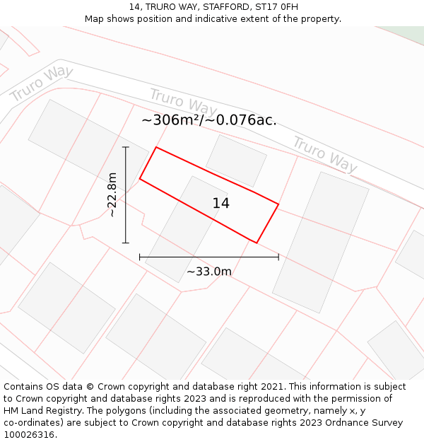 14, TRURO WAY, STAFFORD, ST17 0FH: Plot and title map