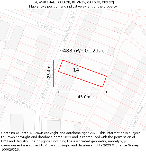 14, WHITEHALL PARADE, RUMNEY, CARDIFF, CF3 3DJ: Plot and title map